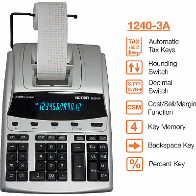 Victor 1240-3A 12 Digit Heavy Duty Commercial Printing Calculator