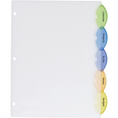 Avery Plastic Binder Dividers, Insertable Multicolor Style Edge 5-tabs (11200)
