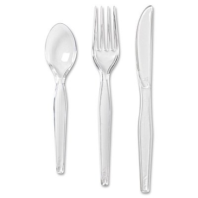 Dixie Heavyweight Disposable Forks, Knives & Teaspoons Keeper Pack Grab-N-Go by GP Pro (DXECH0180DX7)