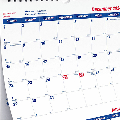 Brownline Three-Month Wall Calendar, 14 Months, December to January (C171128)