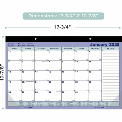 Blueline Monthly Desk Pad/Wall Calendar 17-3/4" x 10-7/8" , English (REDC181700)