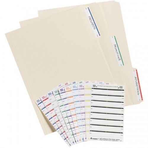 Avery File Folder Labels, White/Green, 2/3" x 3-7/16" , 252 (5203) (05203)