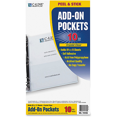 C-Line Self-Adhesive Add-On Poly Filing Pocket (CLI70185)