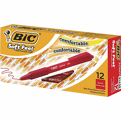 BIC SoftFeel Retractable Ball Pens (BICSCSM11RD)