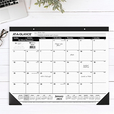 AT-A-GLANCE Ruled Desk Pad, 22 x 17, White Sheets, Black Binding, Black Corners, 12-Month (Jan to Dec): 2026 (SK2400)