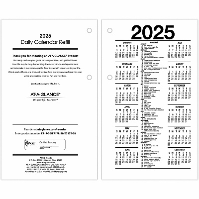 AT-A-GLANCE Desk Calendar Refill, 3.5 x 6, White Sheets, 12-Month (Jan to Dec): 2026 (E71750)