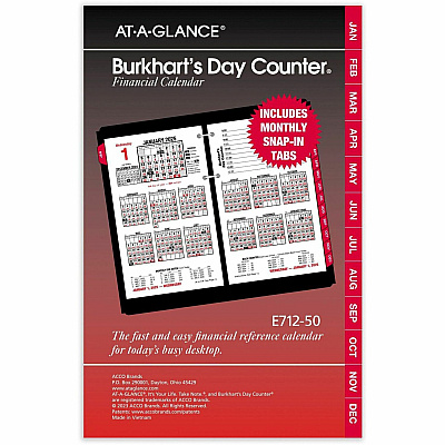 AT-A-GLANCE Burkhart's Day Counter Desk Calendar Refill, 4.5 x 7.38, White Sheets, 12-Month (Jan to Dec): 2026 (E71250)