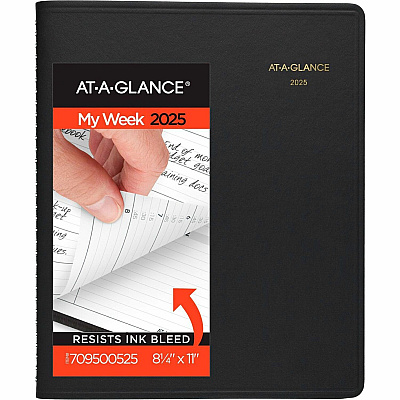AT-A-GLANCE Weekly Appointment Book, 11 x 8.25, Black Cover, 13-Month: Jan 2026 to Jan 2027 (7095005)