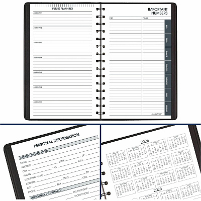 AT-A-GLANCE Daily Appointment Book with 15-Minute Appointments, One Day/Page: Mon to Sun, 8 x 5, Black Cover, 12-Month (Jan to Dec): 2026 (7080005)