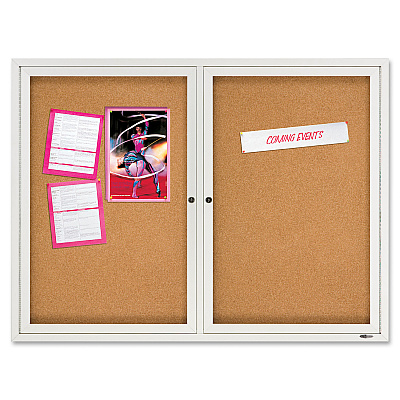 Quartet Enclosed Cork Bulletin Board for Outdoor Use (QRT2124)