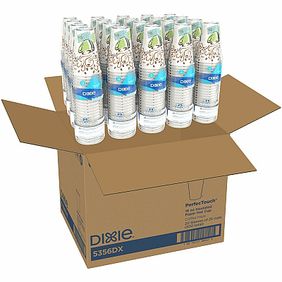 Dixie PerfecTouch 16 oz Insulated Paper Hot Coffee Cups by GP Pro (DXE5356DX)