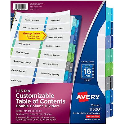 Avery Two-Column Table Contents Dividers w/Tabs (AVE11320)
