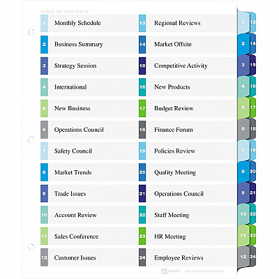 Avery Ready Index Double Column Table of Content Dividers, 24 tabs (AVE11321)