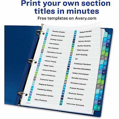 Avery Two-Column Table Contents Dividers w/Tabs (AVE11322)