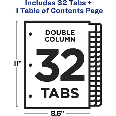 Avery Two-Column Table Contents Dividers w/Tabs (AVE11322)