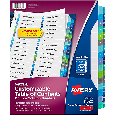 Avery Two-Column Table Contents Dividers w/Tabs (AVE11322)
