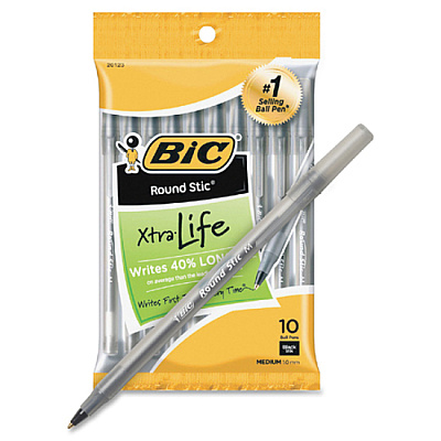 BIC Round Stic Ballpoint Pens (BICGSMP101BK)
