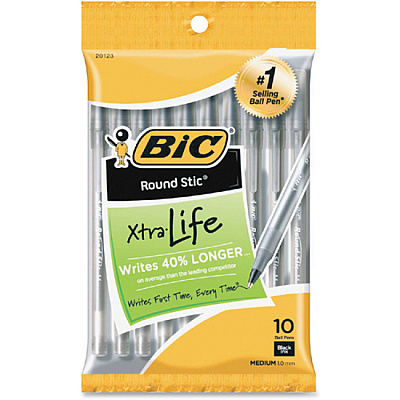 BIC Round Stic Ballpoint Pens (BICGSMP101BK)