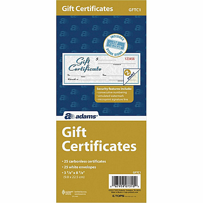 Adams Two-part Carbonless Gift Certificates (ABFGFTC1)