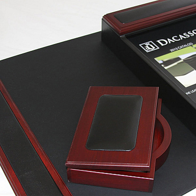 Dacasso Rosewood & Leather Memo Holder (A8009)