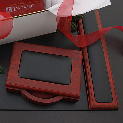 Dacasso Rosewood & Leather Memo Holder (A8009)
