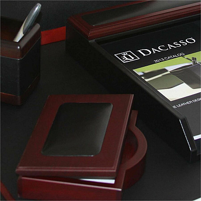 Dacasso Rosewood & Leather Memo Holder (A8009)