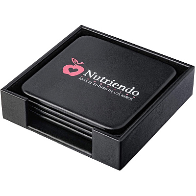 Dacasso Leather Coasters - Set of 4 Square with Holder (A1081)