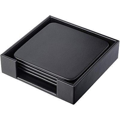 Dacasso Leather Coasters - Set of 4 Square with Holder (A1081)