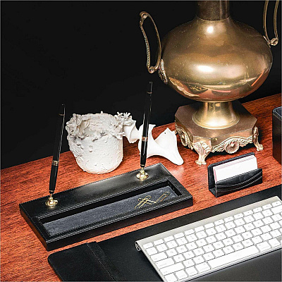 Dacasso Double Pen Stand with Gold Accent (A1004)