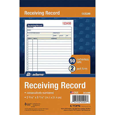 Adams Carbonless Receiving Record Book (ABFDC5089)