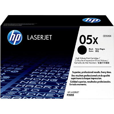 HP 05X (HEWCE505X) Original High Yield Laser Toner Cartridge - Single Pack - Black - 1 Each