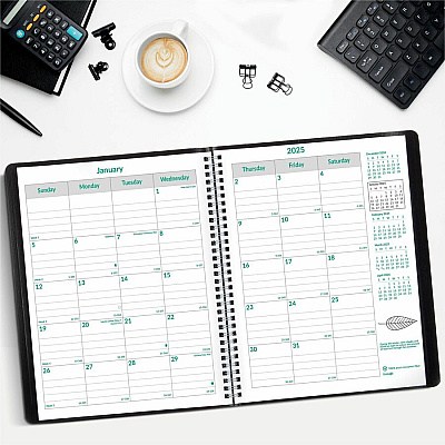 Blueline EcoLogix 14-Month Monthly Planner, 11" x 8-1/2" , English (CB435WBLK)