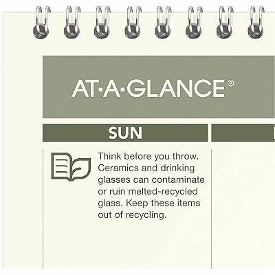 AT-A-GLANCE Recycled Wall Calendar, Unruled Blocks, 15 x 12, Sand/Green Sheets, 12-Month (Jan to Dec): 2026 (PMG7728)