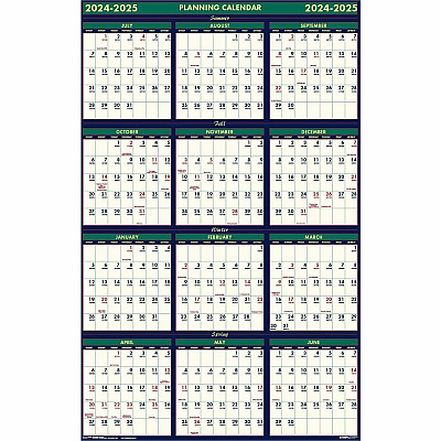 House of Doolittle Four Season Erasable Business/Academic Recycled Wall Calendar, 24 x 37, 12-Month(July-June): 2025-26, 12-Month(Jan-Dec): 2026 (391)