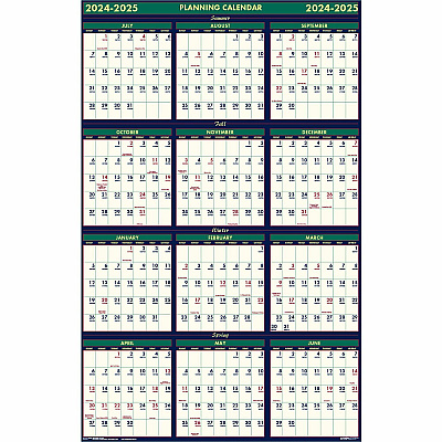 House of Doolittle Four Season Erasable Business/Academic Recycled Wall Calendar, 24 x 37, 12-Month(July-June): 2025-26, 12-Month(Jan-Dec): 2026 (391)