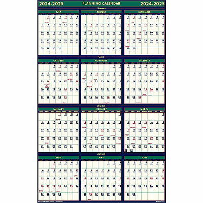 House of Doolittle Four Seasons Business/Academic Recycled Wall Calendar, 24 x 37, 12-Month (July-June): 2025-2026, 12-Month (Jan to Dec): 2026 (390)