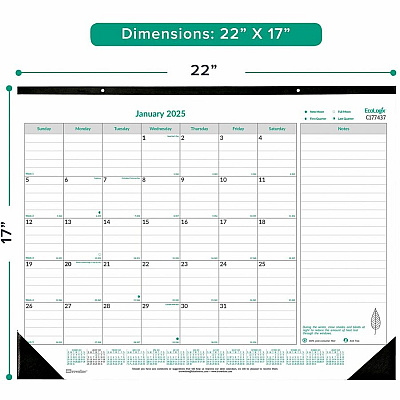 Blueline EcoLogix Monthly Desk Pad Calendar, 22" x 17" , English (C177437)