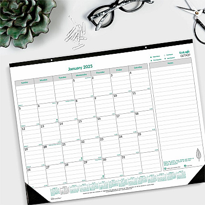 Blueline EcoLogix Monthly Desk Pad Calendar, 22" x 17" , English (C177437)