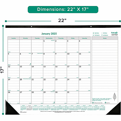 Blueline EcoLogix Monthly Desk Pad Calendar, 22" x 17" , English (C177437)