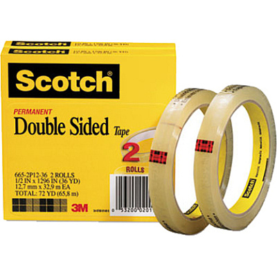 Scotch Permanent Double-Sided Tape - 1/2"W (MMM6652P1236)