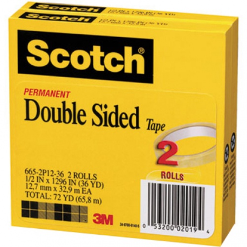 Scotch Permanent Double-Sided Tape - 1/2"W (6652P1236)