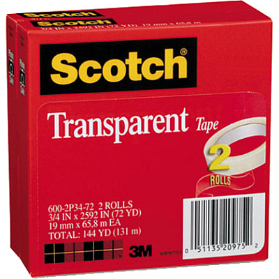 Scotch Transparent Tape - 3/4"W (MMM6002P3472)