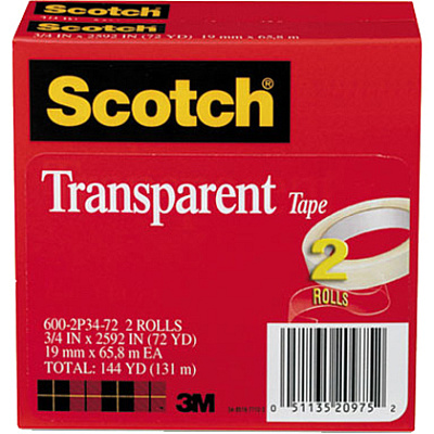 Scotch Transparent Tape - 3/4"W (MMM6002P3472)
