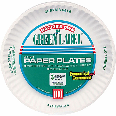 AJM Packaging Packaging Packaging AJM Packaging Packaging 6" Green Label Economy Paper Plates (AJMPP6GRE)