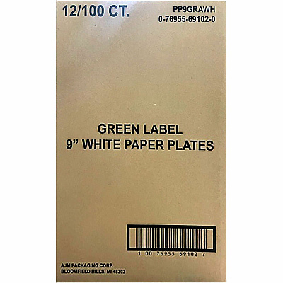 AJM Packaging Packaging Packaging AJM Packaging Packaging 9" Green Label Economy Paper Plates (AJMPP9GRA)
