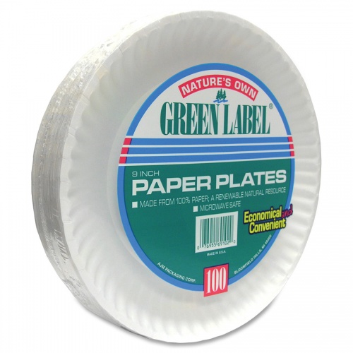 AJM Packaging Packaging Packaging Green Label Economy Paper Plates (PP9GRA)