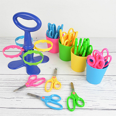 Westcott Teachers Scissors Caddy with 24 pieces 5" Kids Anit-Microbial Blunt Scissors (ACM14755)