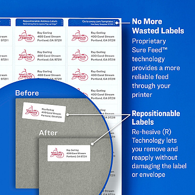 Avery Repositionable Address Labels (AVE55160)
