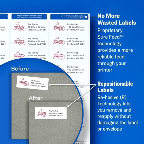Avery Repositionable Shipping Labels - Sure Feed Technology (55163)