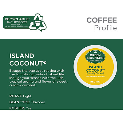 Green Mountain Coffee Roasters K-Cup Island Coconut Coffee (GMT6720)